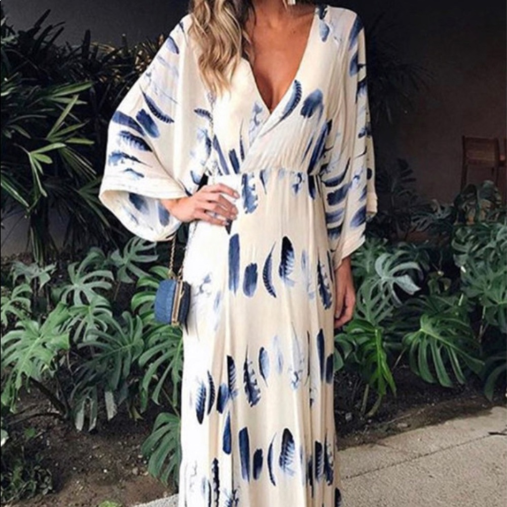 Feather maxi dress